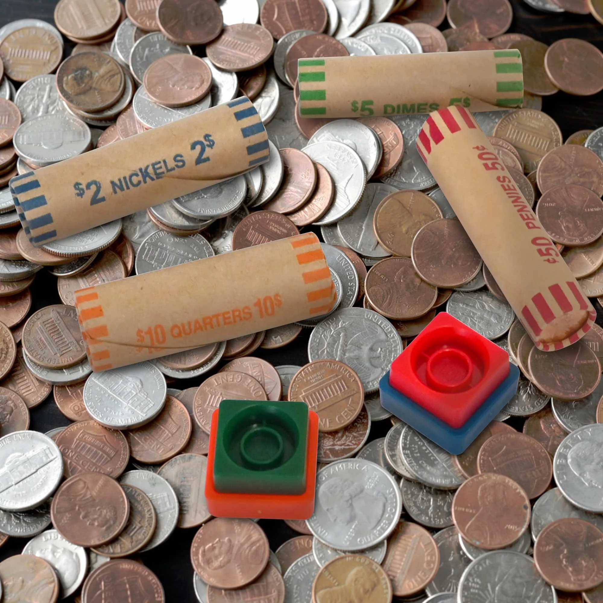 L LIKED 60 Assorted Coin Wrappers Preformed Tubes & 2 Crimping Wrapper Tools -(Quarters, Pennies, Nickels and Dimes) - Image 4