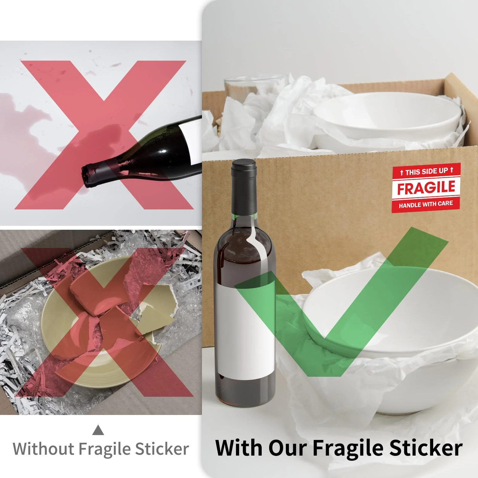 L LIKED 2"x 3" Fragile Stickers for Shipping and Moving,Strong Adhesive (Handle with Care,This Side Up) - Image 5