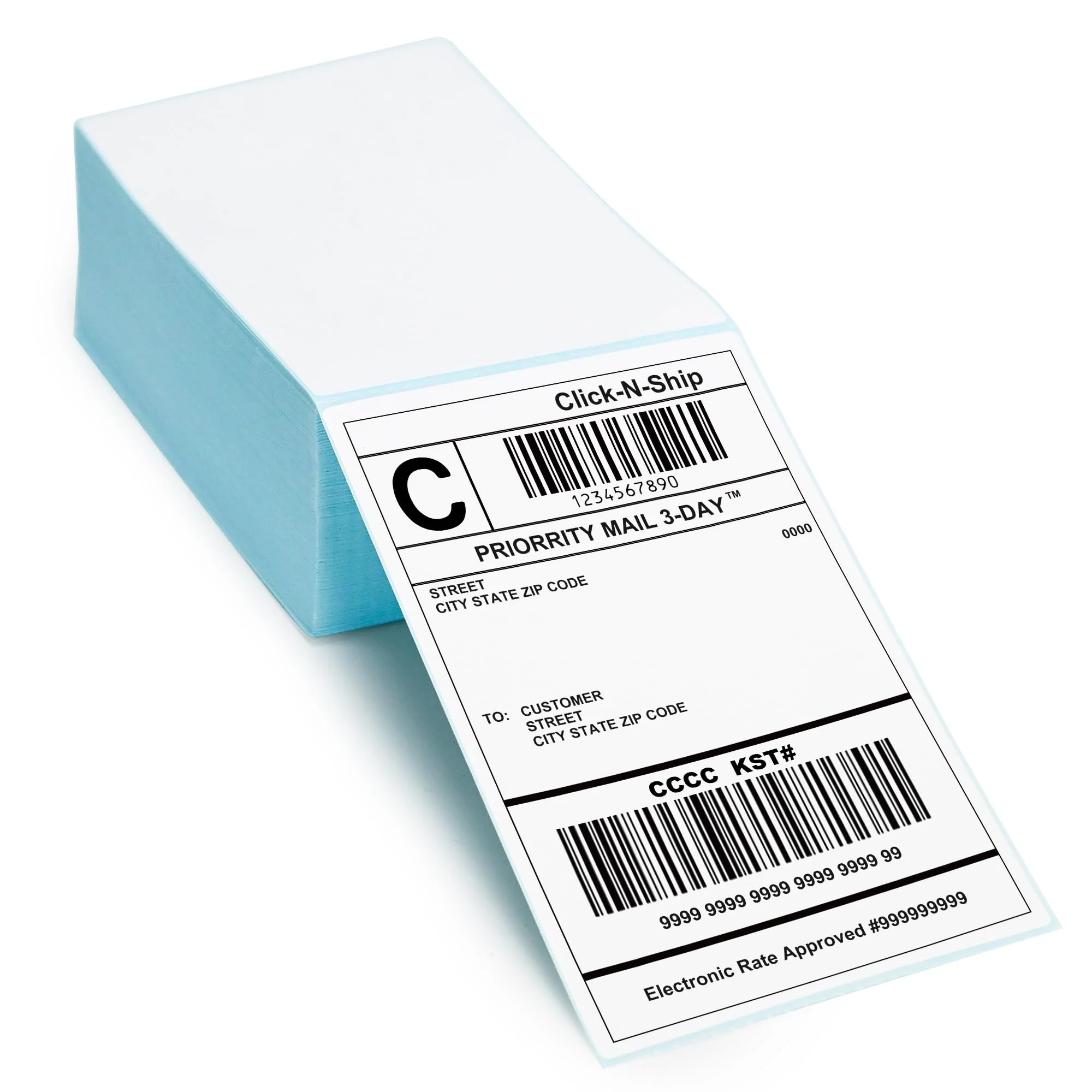 L LIKED 4" x 6" Fanfold Blue Direct Thermal Labels - Image 10