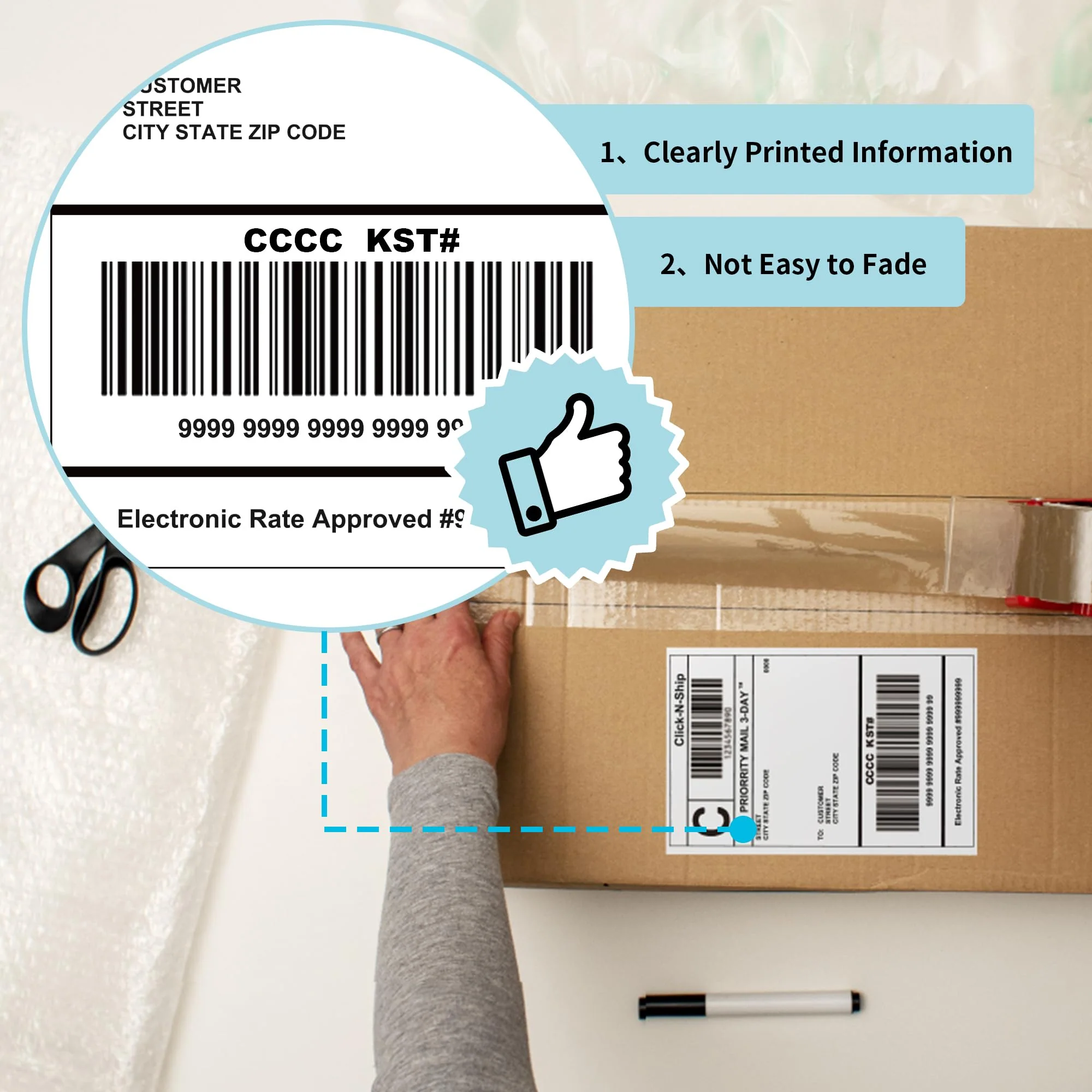 L LIKED 4" x 6" Fanfold Blue Direct Thermal Labels - Image 4