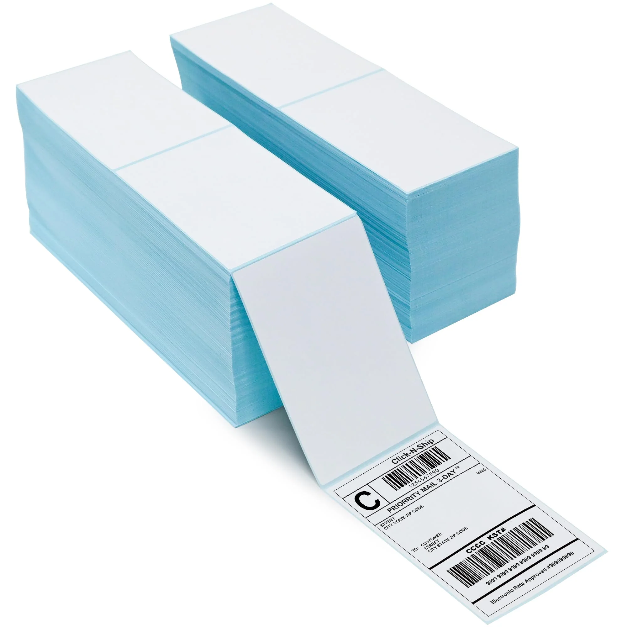 L LIKED 4" x 6" Fanfold Blue Direct Thermal Labels - Image 9