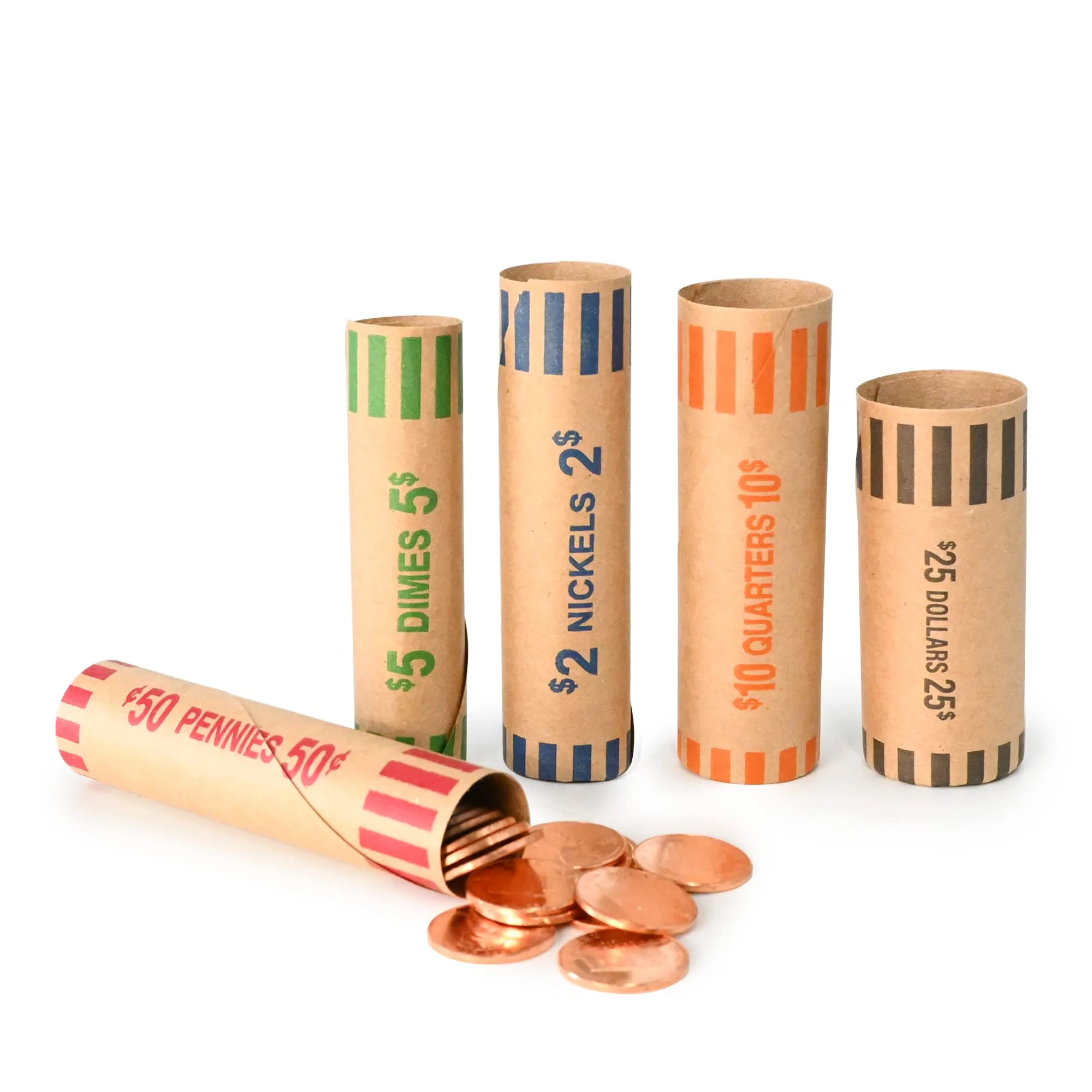 L LIKED 60 Assorted Preformed Coin Wrappers 12 Quarters, 12 Pennies, 12 Nickels 12 Dimes and 12 Dollars (60 pcs) - Image 7