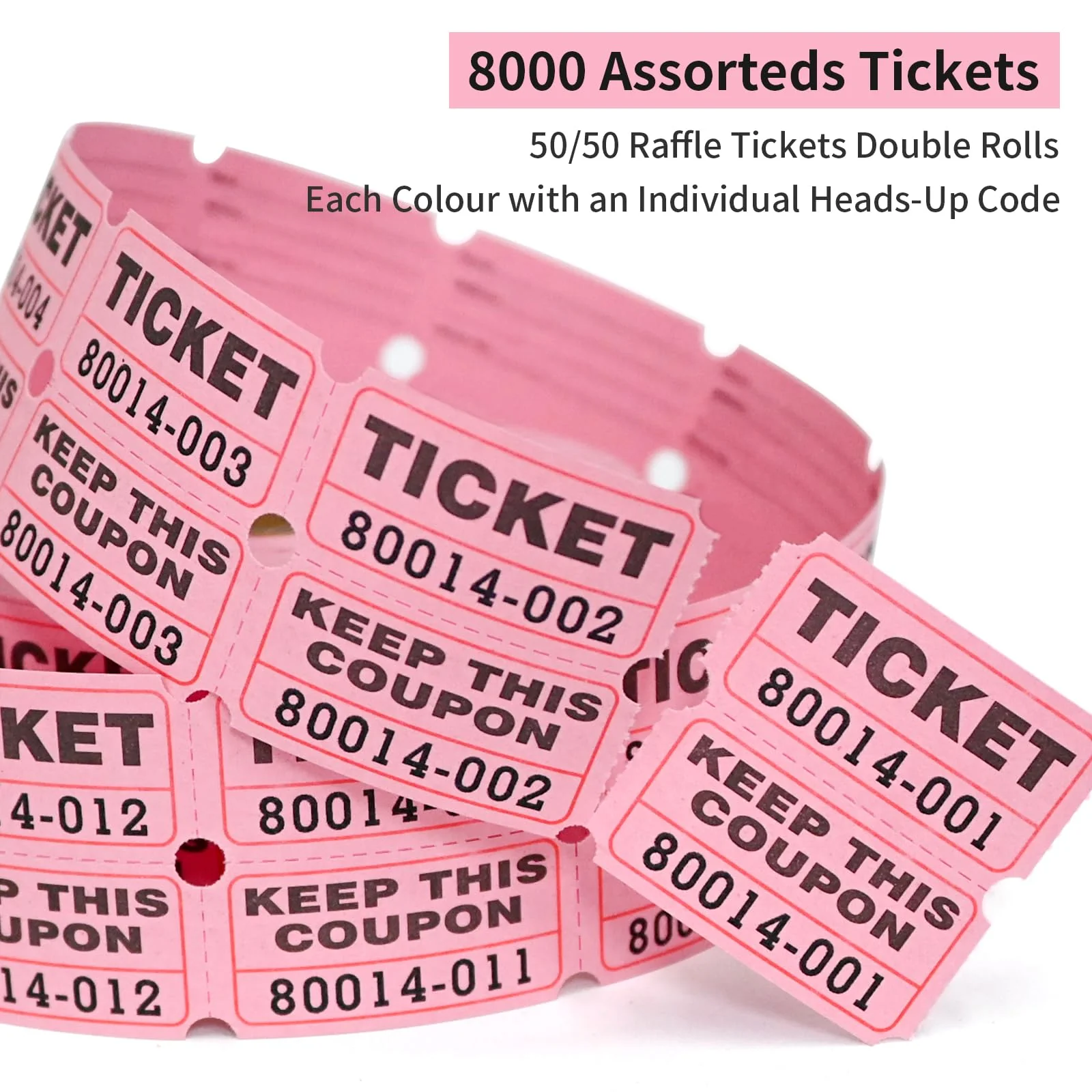L LIKED 8000 Raffle Tickets 2" x 2" Raffle Tickets Consecutive Numbers for Events,Entry,Class Reward,Fundraiser & Prizes-1000 Tickets Per Roll,8 Rolls - Image 7