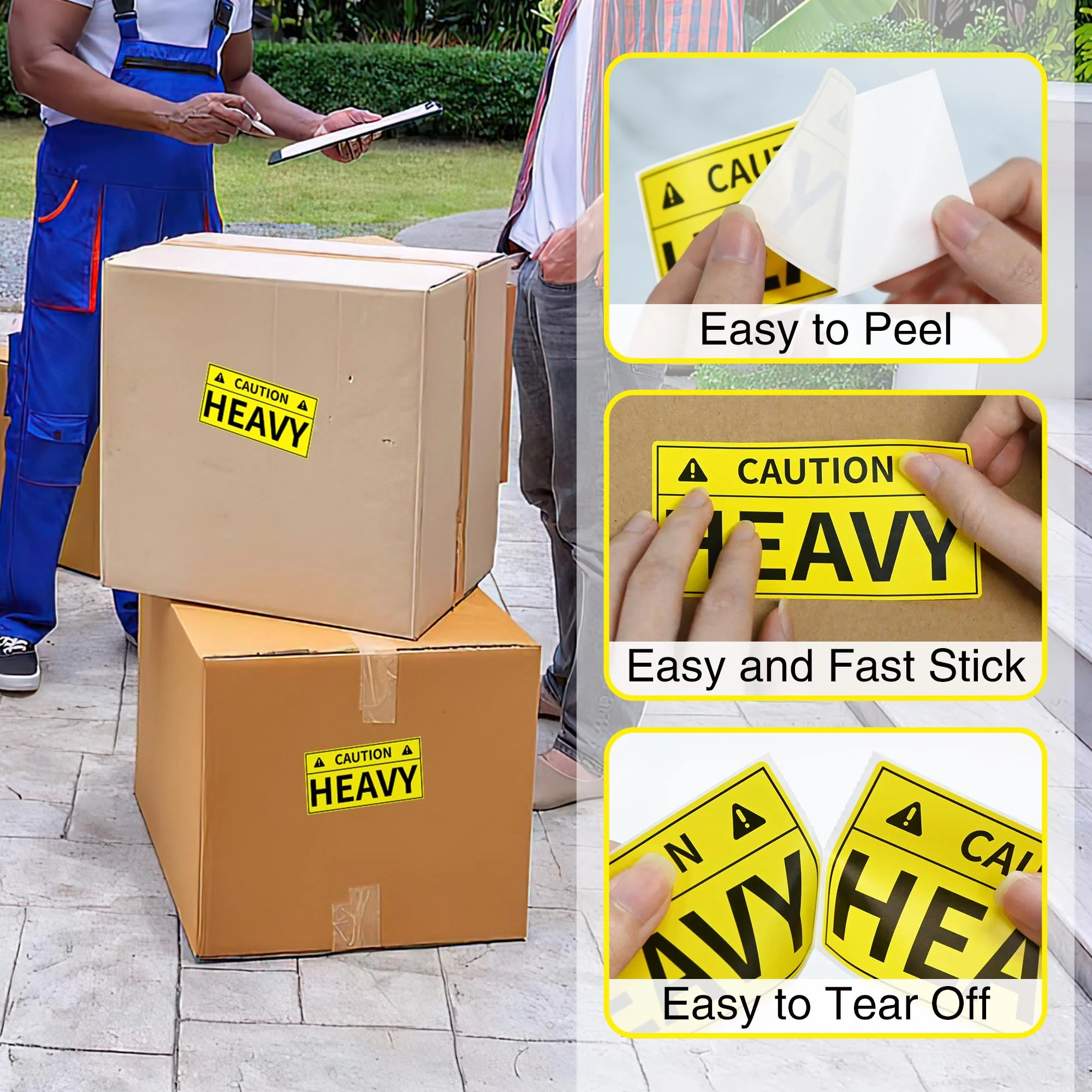 L LIKED Caution Heavy Sticker, 2 x 4 inch Yellow Heavy Special Handling Shipping Pallet Label Stickers, Caution Warning Labels for Shipping, Packing and Moving (300 Labels/Roll - Image 4