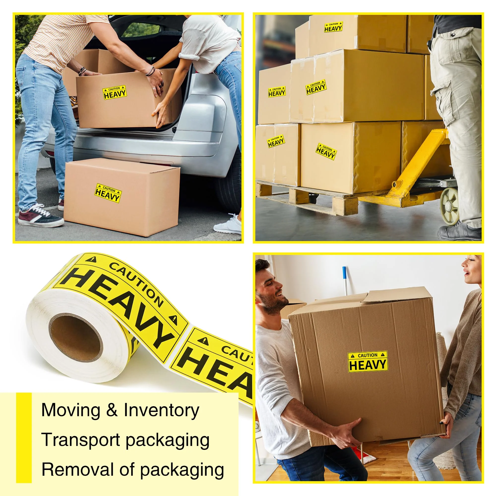 L LIKED Caution Heavy Sticker, 2 x 4 inch Yellow Heavy Special Handling Shipping Pallet Label Stickers, Caution Warning Labels for Shipping, Packing and Moving (300 Labels/Roll - Image 7