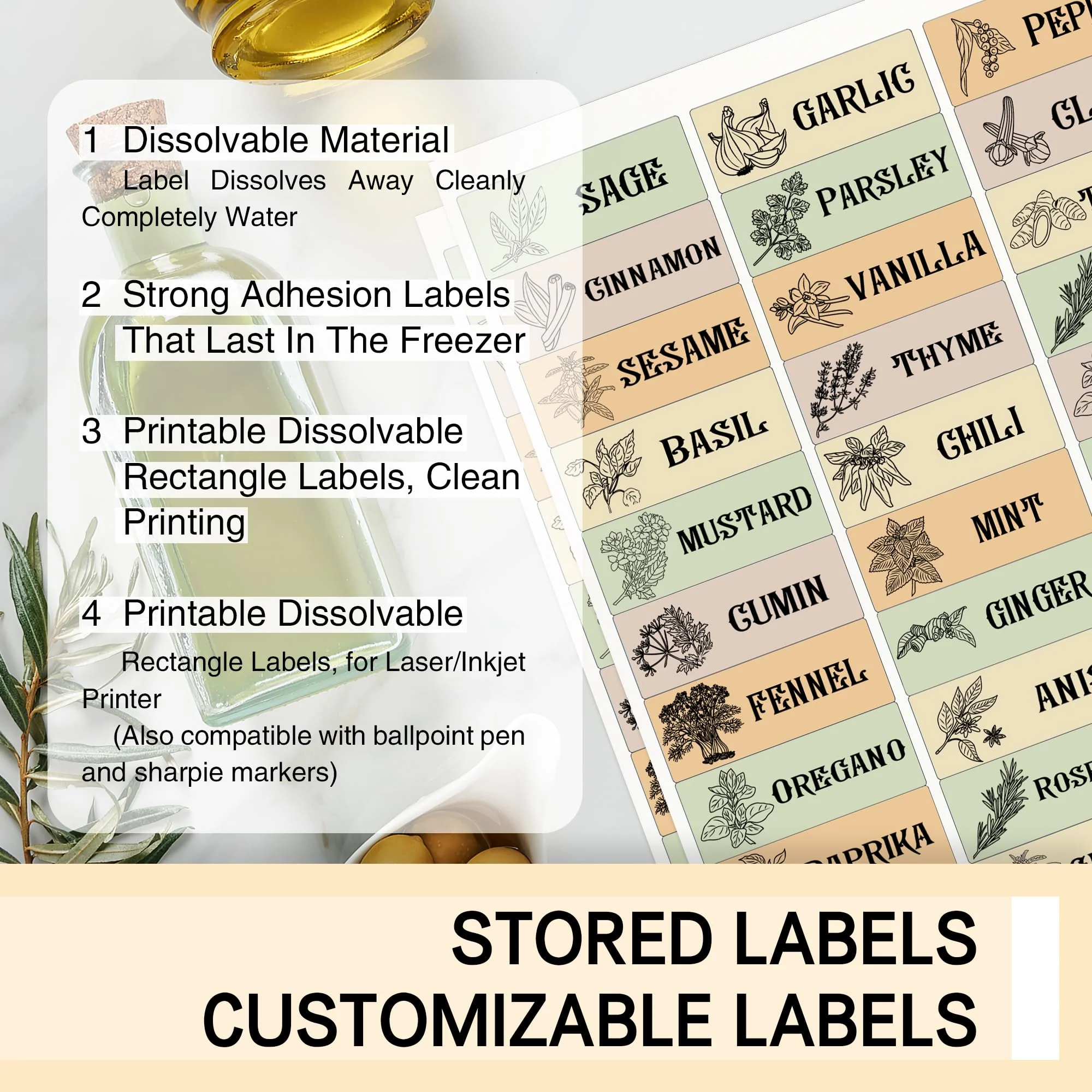 L LIKED Dissolvable Food Labels 8.5" x 11" Printable Sticker Paper for Laser & Inkjet Printers Full Sheets and 1" X 2-5/8" Sticket Labels,Freezer Labels-25 Sheets - Image 3