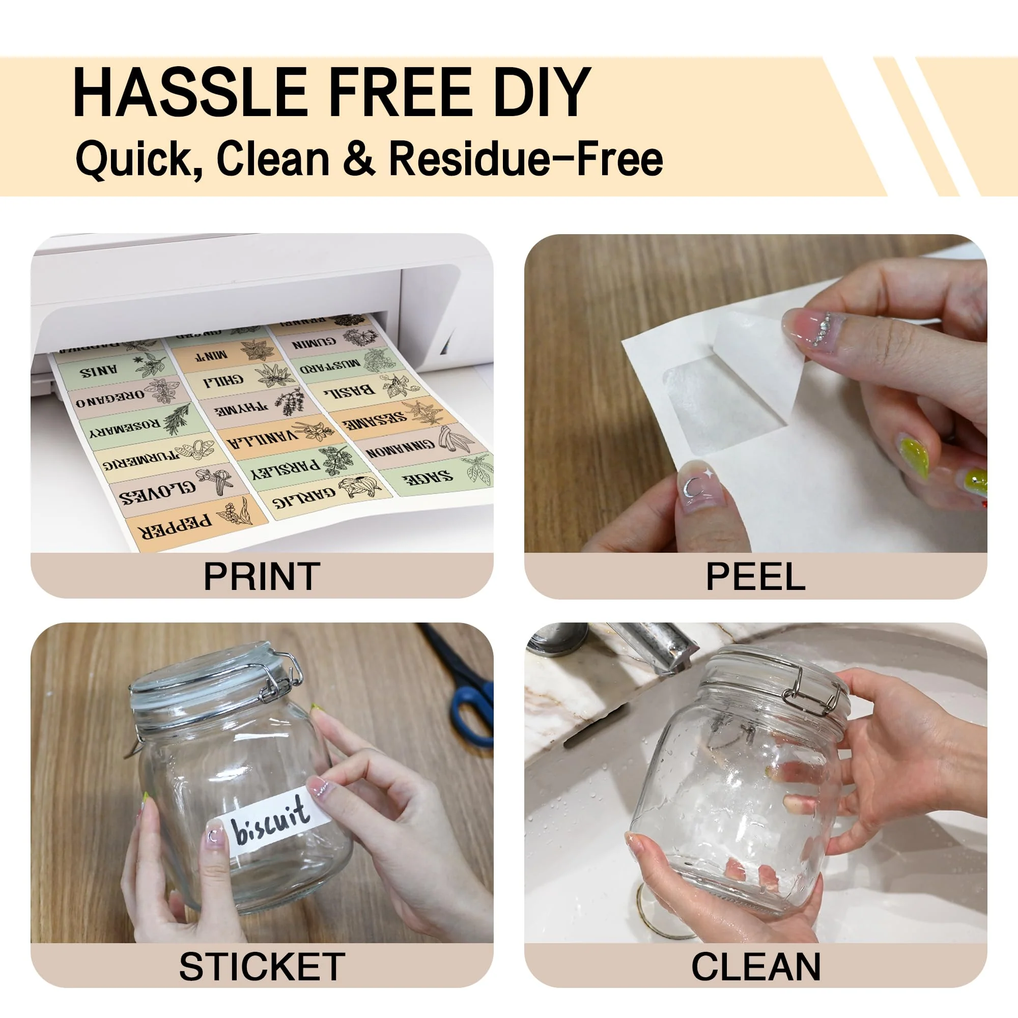 L LIKED Dissolvable Food Labels 8.5" x 11" Printable Sticker Paper for Laser & Inkjet Printers Full Sheets and 1" X 2-5/8" Sticket Labels,Freezer Labels-25 Sheets - Image 4